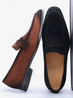 Mocassins Penny pour hommes chaussures décontractées en daim en cuir souple et respirant confortables et décontractées