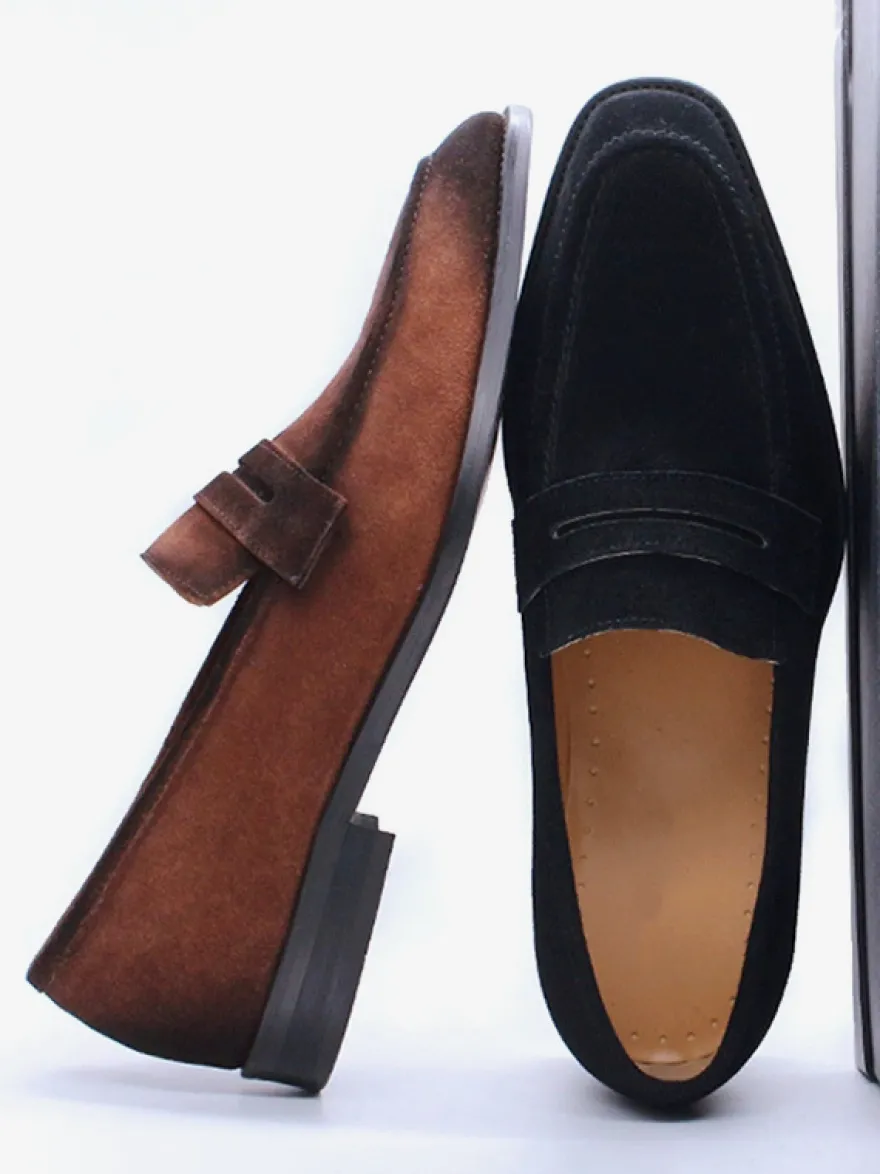 Mocassins Penny pour hommes chaussures décontractées en daim en cuir souple et respirant confortables et décontractées