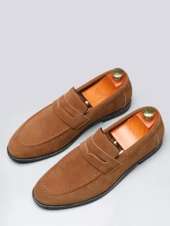 Mocassins Penny pour hommes chaussures décontractées à enfiler en cuir PU et velours