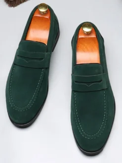 Mocassins Penny pour hommes chaussures décontractées à enfiler en cuir PU et velours