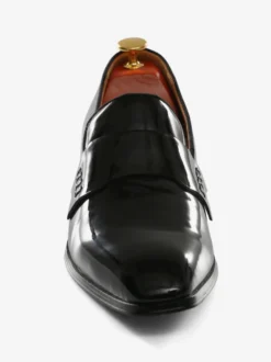 Mocassins Penny pour hommes chaussures modernes à bout rond à enfiler tige en PU verni pour bal de promo fête mariage