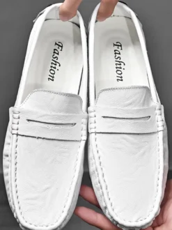 Mocassins Penny pour hommes chaussures à enfiler en cuir à pointes chaussures de fête légères et résistantes