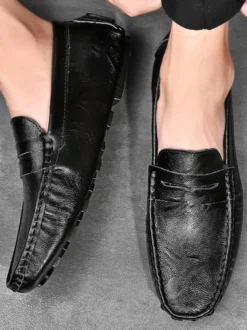 Mocassins Penny pour hommes chaussures à enfiler en cuir à pointes chaussures de fête légères et résistantes