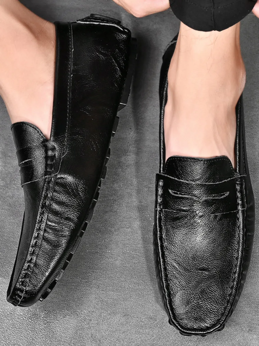 Mocassins Penny pour hommes chaussures à enfiler en cuir à pointes chaussures de fête légères et résistantes