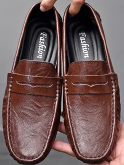 Mocassins Penny pour hommes chaussures à enfiler en cuir à pointes chaussures de fête légères et résistantes