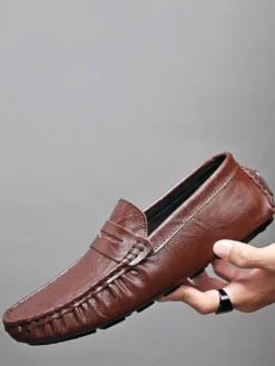 Mocassins Penny pour hommes chaussures à enfiler en cuir à pointes chaussures de fête légères et résistantes