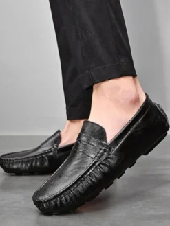 Mocassins Penny pour hommes chaussures à enfiler en cuir à pointes chaussures de fête légères et résistantes