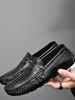 Mocassins Penny pour hommes chaussures à enfiler en cuir à pointes chaussures de fête légères et résistantes