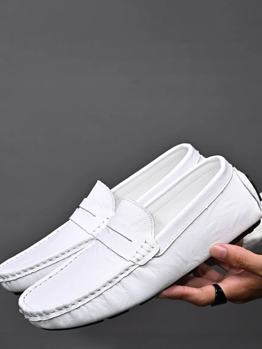 Mocassins Penny pour hommes chaussures à enfiler en cuir à pointes chaussures de fête légères et résistantes