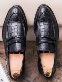 Mocassins Penny pour hommes chaussures à enfiler à bout pointu chaussures Brogue antidérapantes résistantes à l'usure semelle épaisse