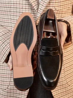 Mocassins Penny pour hommes chaussures de mariage en cuir suédé motif artistique