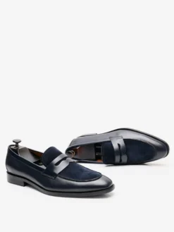 Mocassins Penny pour hommes chaussures de mariage en cuir suédé motif artistique
