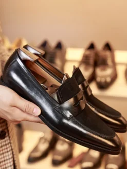 Mocassins Penny pour hommes chaussures de mariage en cuir suédé motif artistique