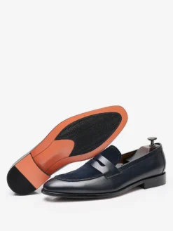 Mocassins Penny pour hommes chaussures de mariage en cuir suédé motif artistique