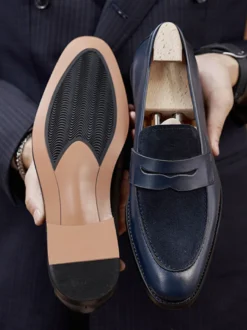Mocassins Penny pour hommes chaussures de mariage en cuir suédé motif artistique