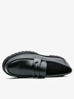 Mocassins Penny pour hommes en cuir antidérapant à plateforme chaussures à enfiler épaisses bout rond semelle crantée chaussures décontractées et formelles
