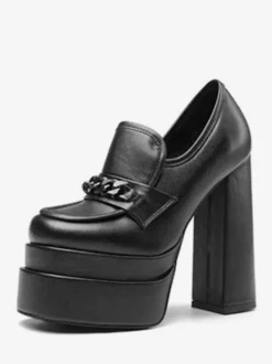 Mocassins à plateforme pour femmes escarpins à enfiler à talon épais