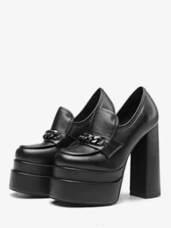 Mocassins à plateforme pour femmes escarpins à enfiler à talon épais