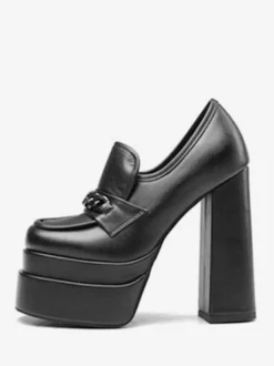 Mocassins à plateforme pour femmes escarpins à enfiler à talon épais