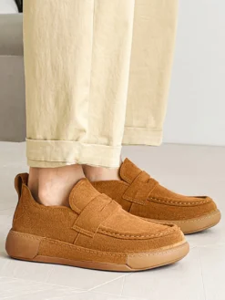 Mocassins pour homme en daim et cuir avec boucle