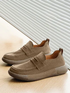 Mocassins pour homme en daim et cuir avec boucle