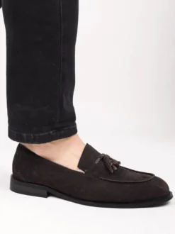 Mocassins pour hommes bout rond en daim chaussures plates décontractées