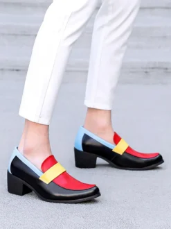 Mocassins pour hommes à bout rond patchwork chaussures habillées décontractées