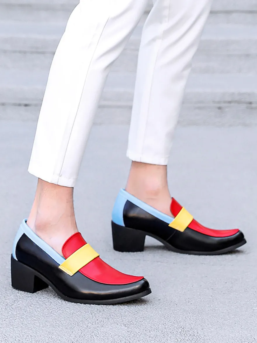 Mocassins pour hommes à bout rond patchwork chaussures habillées décontractées