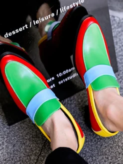 Mocassins pour hommes à bout rond patchwork chaussures habillées décontractées