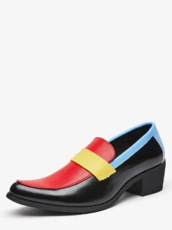 Mocassins pour hommes à bout rond patchwork chaussures habillées décontractées
