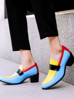 Mocassins pour hommes à bout rond patchwork chaussures habillées décontractées