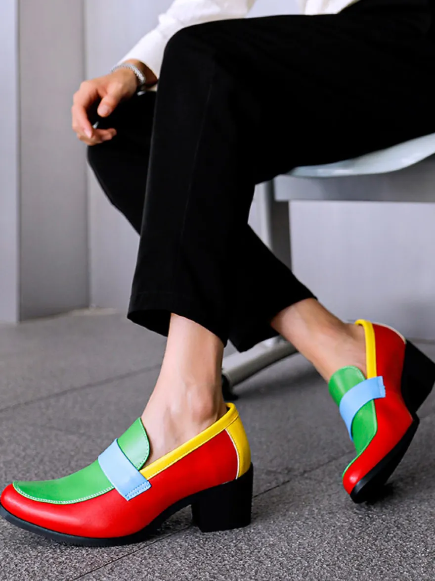 Mocassins pour hommes à bout rond patchwork chaussures habillées décontractées