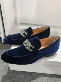 Mocassins pour hommes chaussures de bal de soirée de mariage à la mode tige en micro-daim avec chaînes chaussures à enfiler