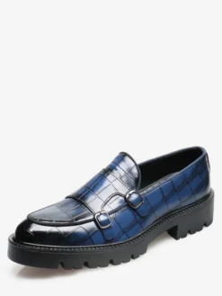 Mocassins pour hommes à double boucle à enfiler à plateforme antidérapante chaussures épaisses