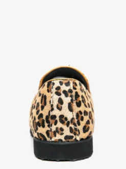 Mocassins pour hommes en daim à bout rond et imprimé léopard
