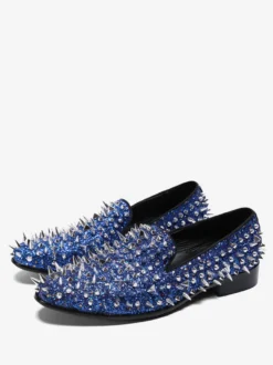 Mocassins à rivets et bout rond en cuir synthétique pour homme chaussures de bal de mariage