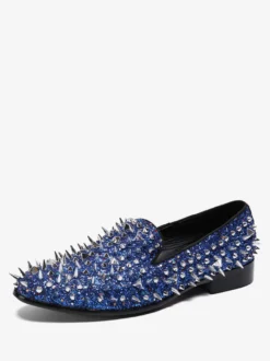Mocassins à rivets et bout rond en cuir synthétique pour homme chaussures de bal de mariage