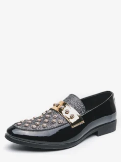 Mocassins à rivets et strass pour homme chaussures décontractées pour soirée boîte de nuit mode