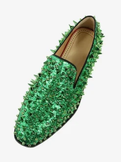 Mocassins à rivets pour hommes chaussures à enfiler à pointes à paillettes bleu pour bal de promo mariage