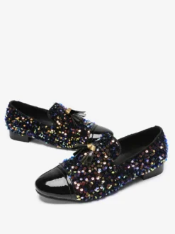 Mocassins à rivets pour hommes chaussures en cuir à paillettes chaussures de bal de fin d'année à paillettes chaussures de mariage