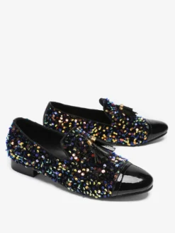Mocassins à rivets pour hommes chaussures en cuir à paillettes chaussures de bal de fin d'année à paillettes chaussures de mariage