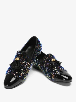 Mocassins à rivets pour hommes chaussures en cuir à paillettes chaussures de bal de fin d'année à paillettes chaussures de mariage