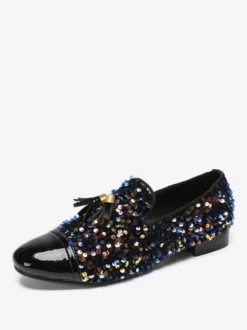Mocassins à rivets pour hommes chaussures en cuir à paillettes chaussures de bal de fin d'année à paillettes chaussures de mariage