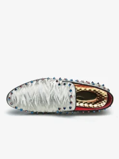 Mocassins à rivets pour hommes à enfiler à bout pointu en cuir végétalien clous décoratifs antidérapants à talon carré décontractés
