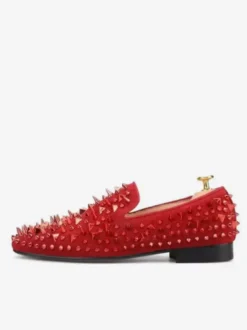 Mocassins à rivets pour hommes tige en micro-suède à enfiler à pointes pour bal de promo mariage