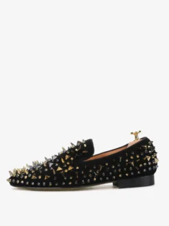 Mocassins à rivets pour hommes chaussures à enfiler bout rond tige en micro-daim chaussures de bal de fête et de mariage