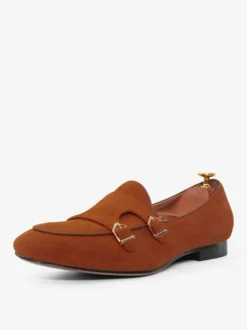 Mocassins à sangle de moine en daim kaki pour hommes chaussures de bal de promo de mariage