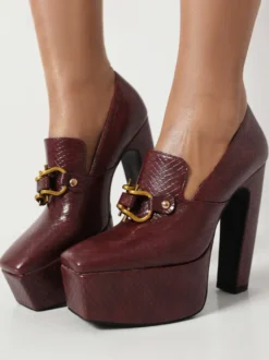Mocassins à talons hauts femmes avec plateforme détails en métal