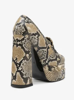 Mocassins à talons hauts plateforme à motif serpent bout rond escarpins à talons épais