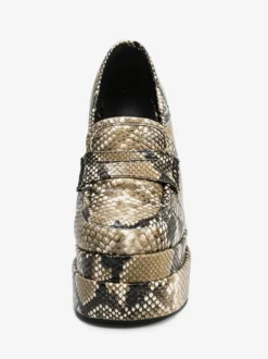 Mocassins à talons hauts plateforme à motif serpent bout rond escarpins à talons épais